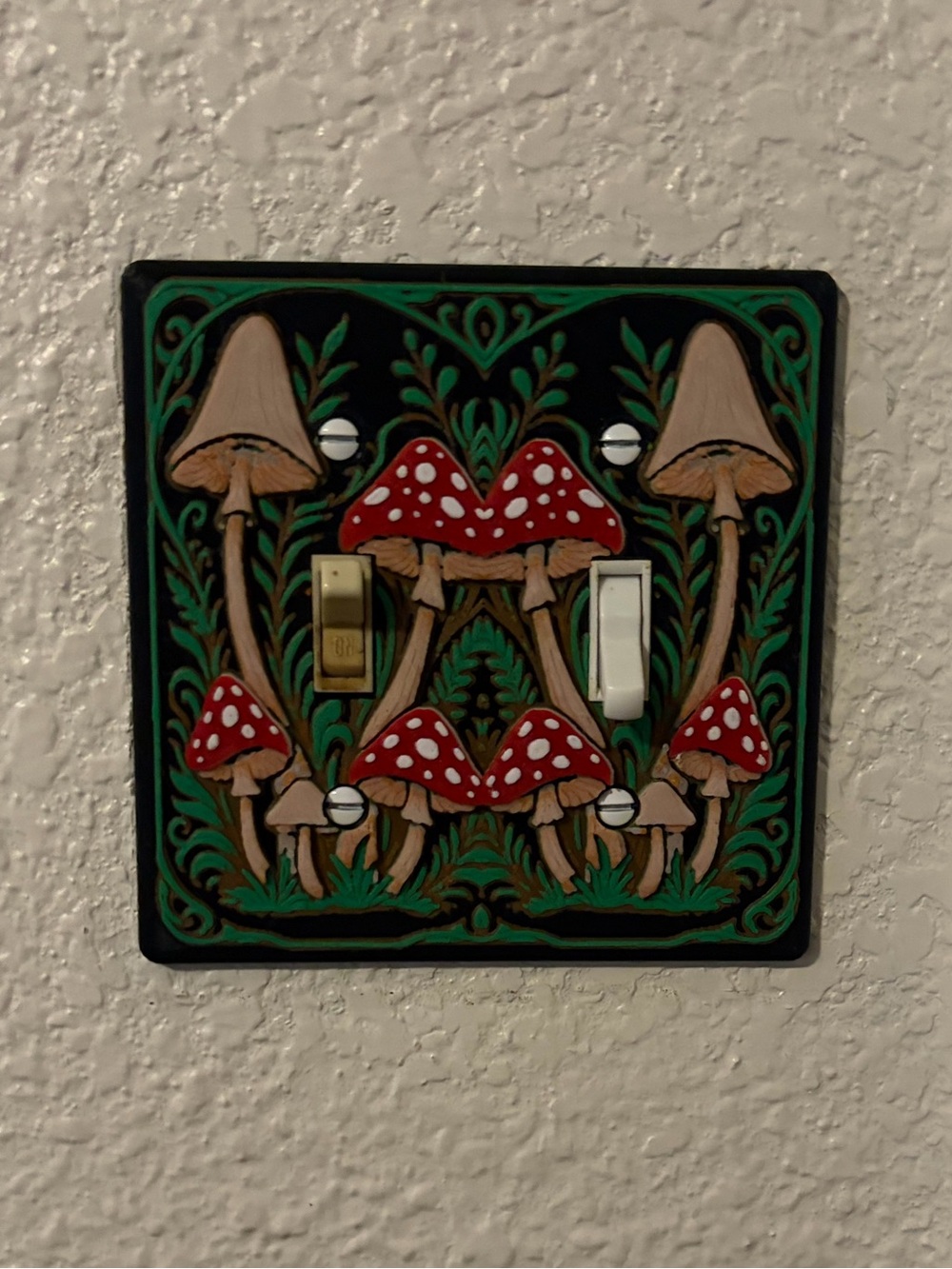 Whimsical Mushroom Double light Switch Plate Cover